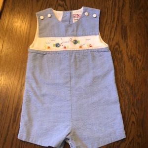 Smocked Fish/Ocean shortalls